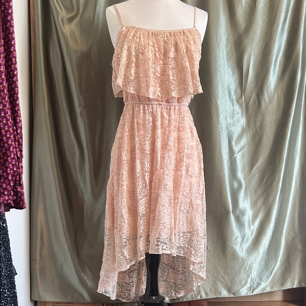 As U Wish Pink Lace High Low Dress